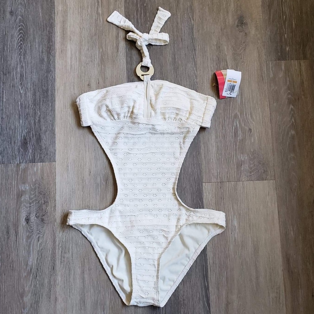 Ella Moss White Crochet Cutout One-Piece Swimsuit